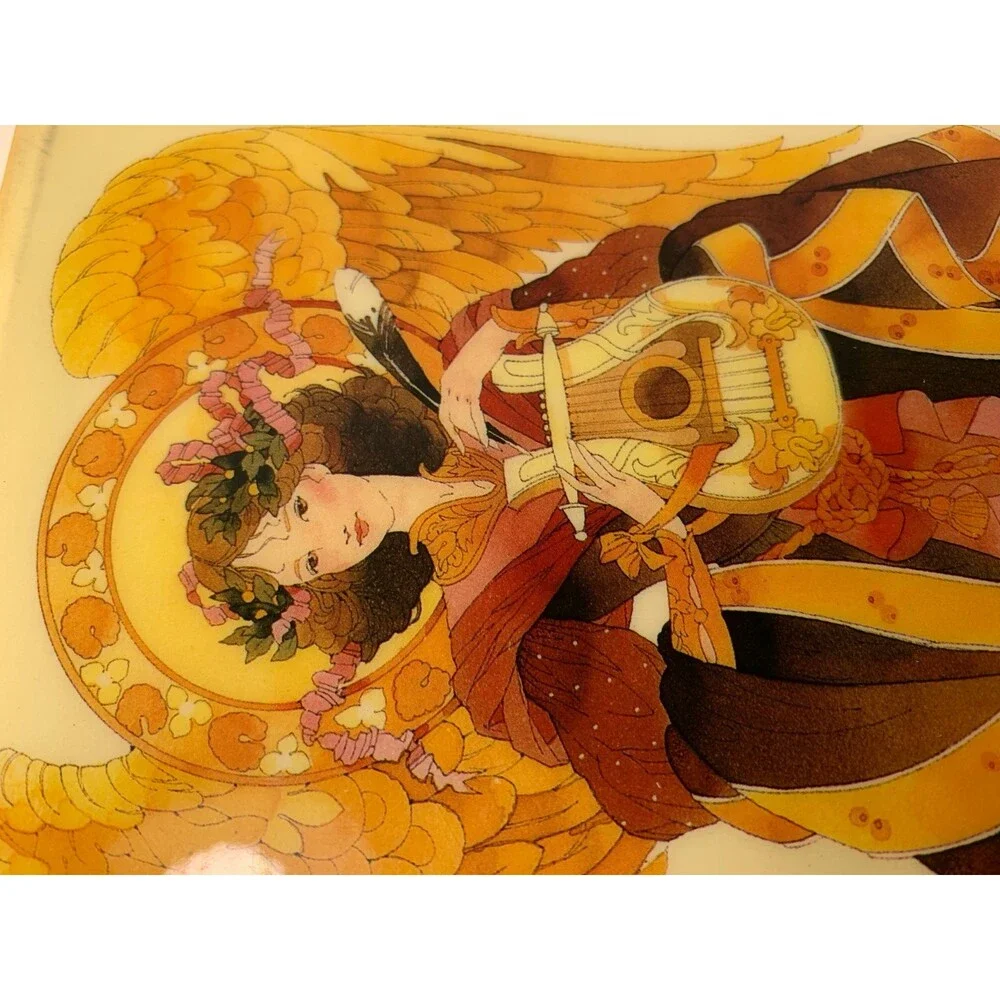 Victorian Angel  vintage lacquered Jewelry Music Box solid wood